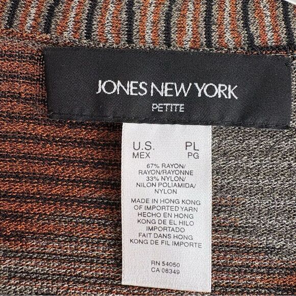 🌺JONES NEW YORK Brown Striped Long Cardigan Size PETITE LARGE -- Lightweight🌺 - Picture 6 of 6